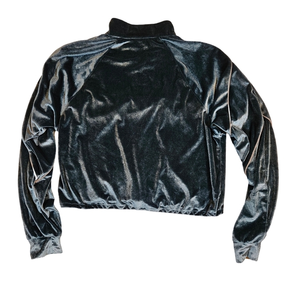 Capsulle Velour Cropped Half Zip Tracksuit Top, Bluegreen, Medium - Picture 12 of 15